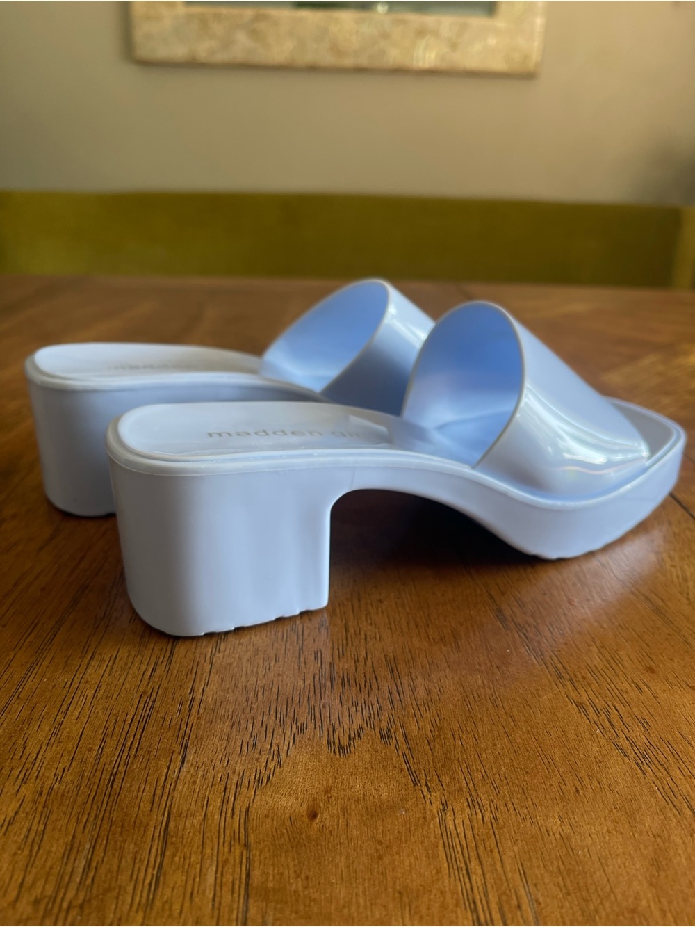 Madden girl baby light blue slide slip on mule sandals jelly